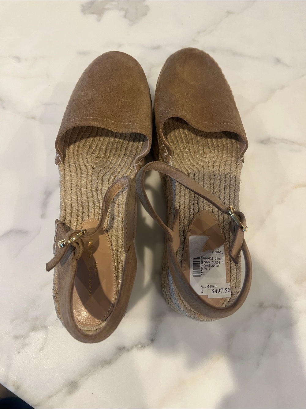Gianvito Rossi Tan Suede Espadrille Wedge Sandals size 40.5 includes dust bag - Picture 7 of 10